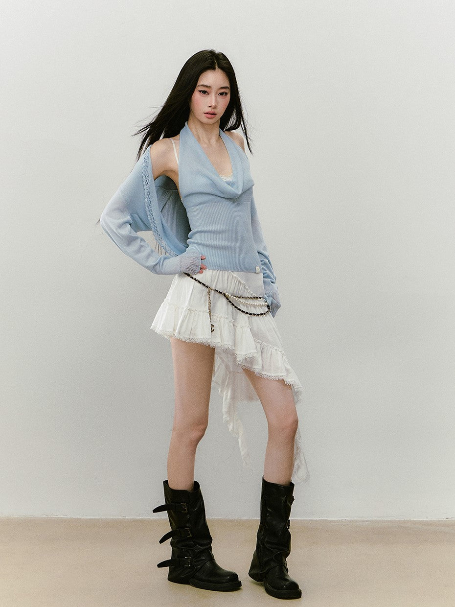 Knitted Swing Collar Top/Cardigan VIA0339