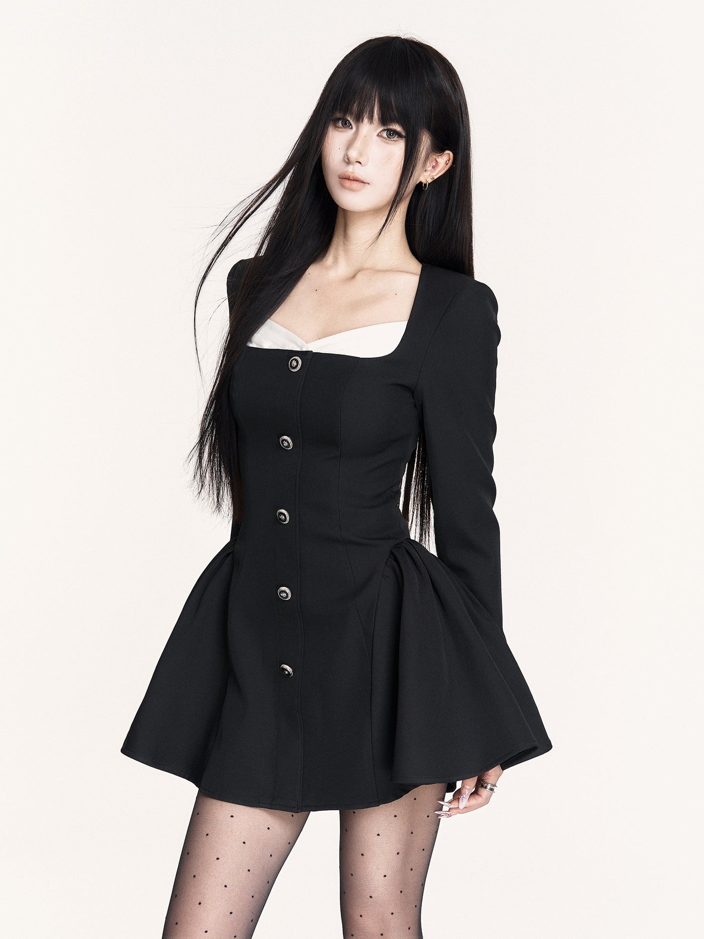 Hepburn Style Shell Neckline Dress VOC0456