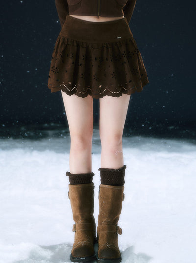 Retro Hollowed-out Jacquard Mini Skirt WEE0111