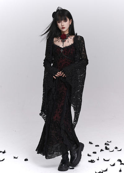 Black Suspender Dress/Lace Shawl LAD0240