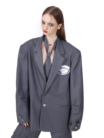Three-dimensional Structure Perforated Hanging Genderless Gray Jacket PIN0111