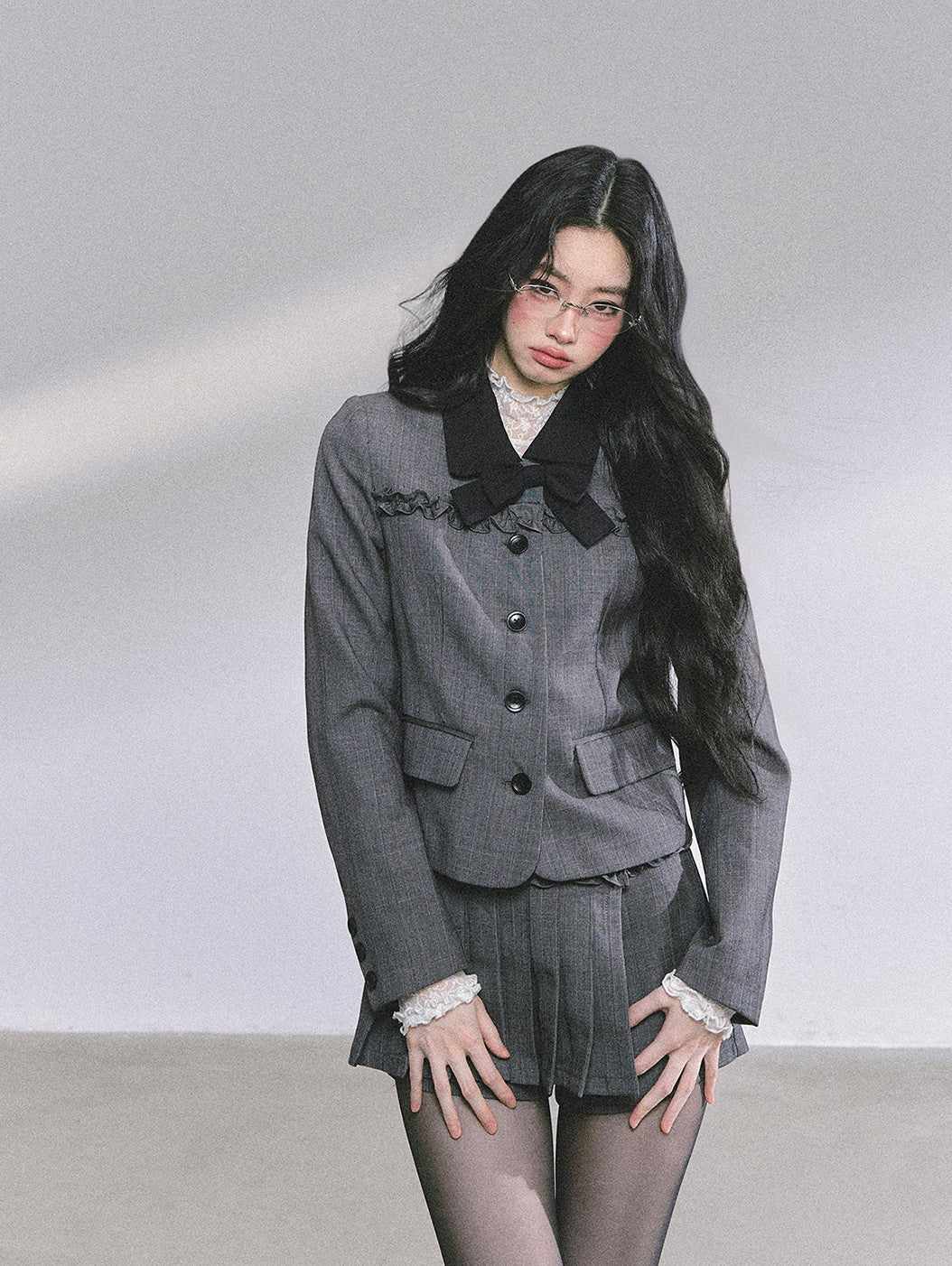 French Suit Jacket/Pleated Skirt/Lace Top DIA0601