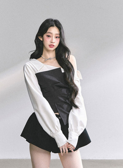 Fake Two-piece Off-shoulder Shirt DIA0556