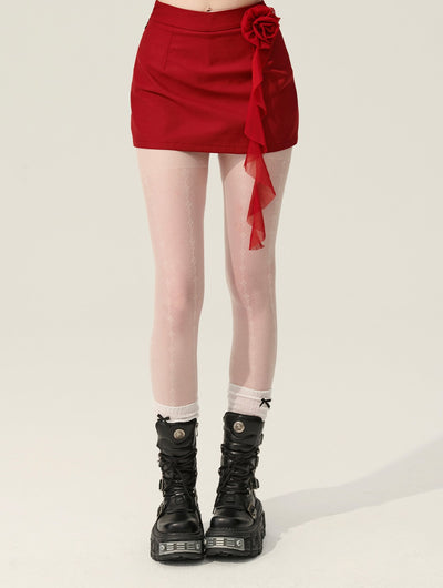 Red Rose A-line Short Skirt DIA0165