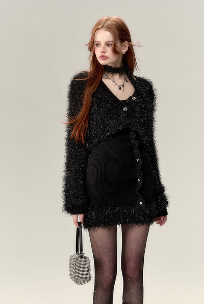 Black Sweater Cardigan/Dress VIA0025