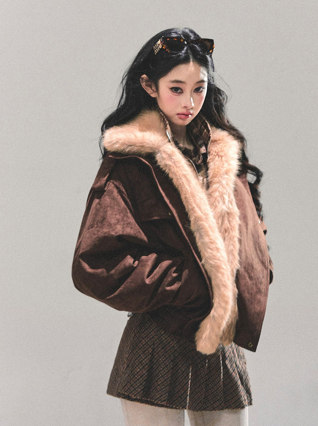 Faux Two-Piece American Style Plaid Jacket DIA0672