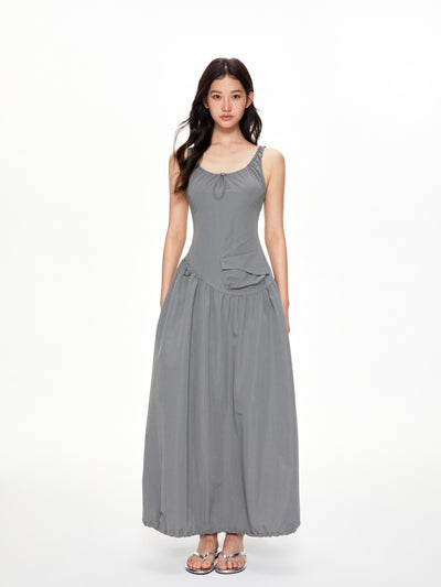 U-neck Suspender Long Dress APE0397