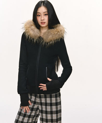 Fur Collar Hooded Sweatshirt Jacket ANA0102