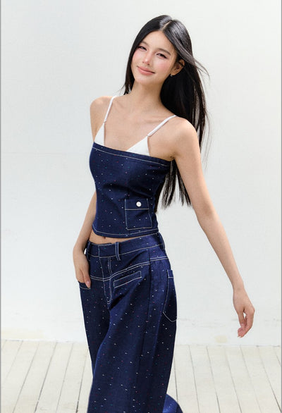 Diamond Suspender Top/Denim Pants AGM0158