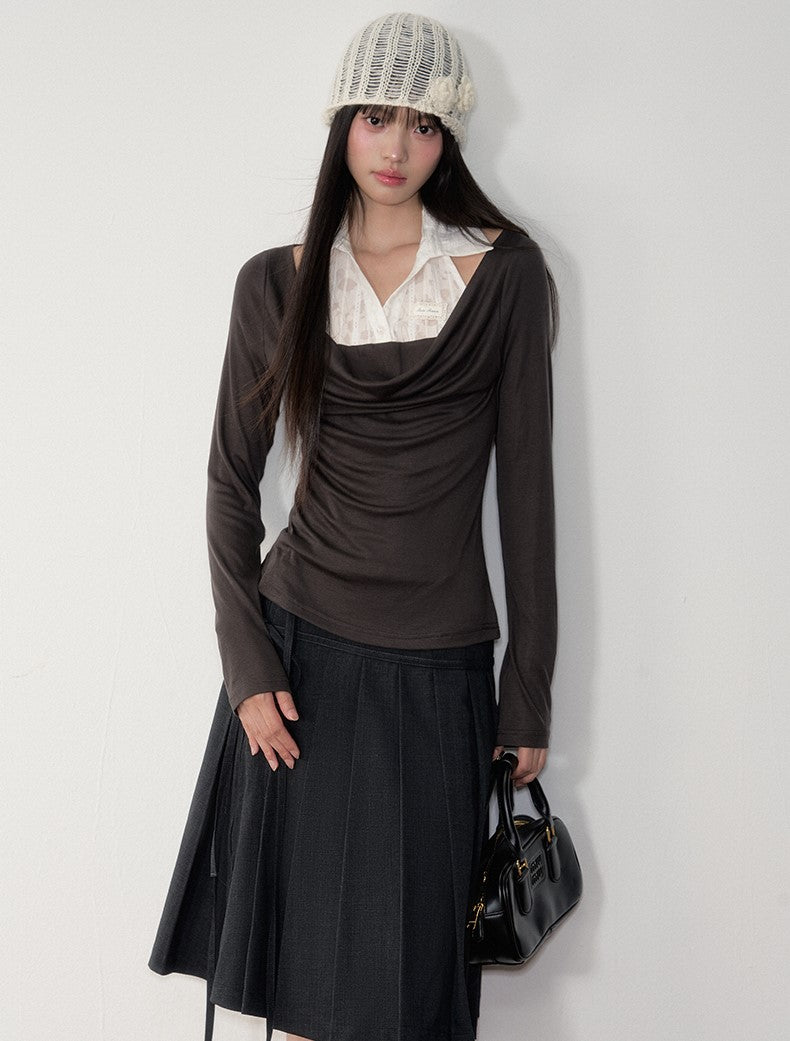 Fake Two-piece Slim-fit Top SOO0026