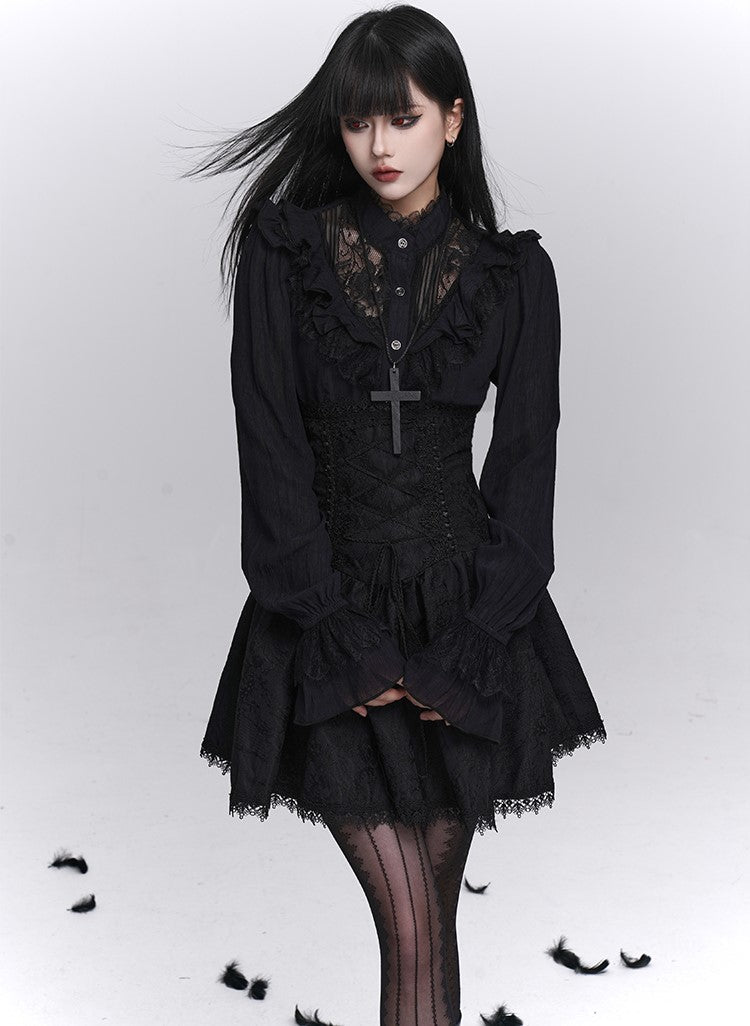 Black Lace High-Waisted Skirt LAD0243