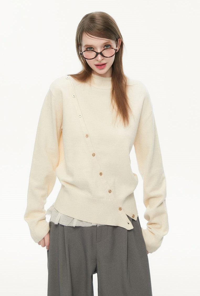 Patchwork Irregular Long-sleeved Sweater SPE0071