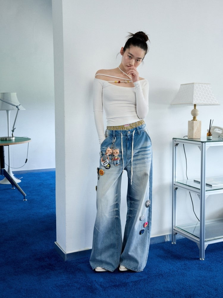 Blue Badge Wide-leg Jeans JIN0040