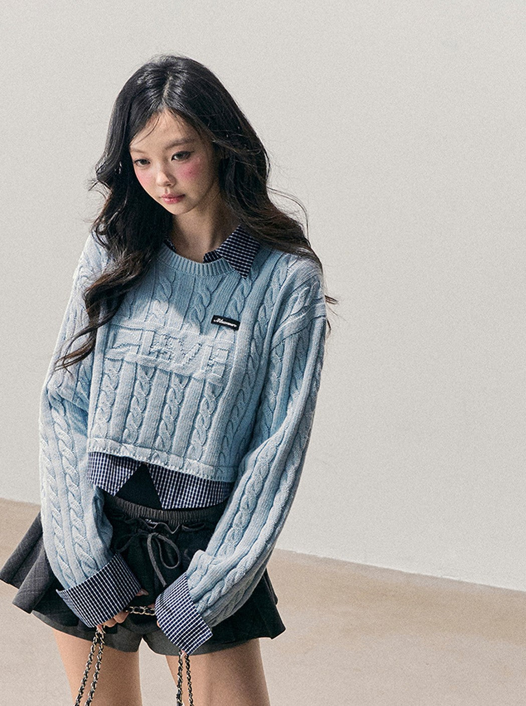 Skyblue Faux Two-Piece Wool Sweater DIA0748