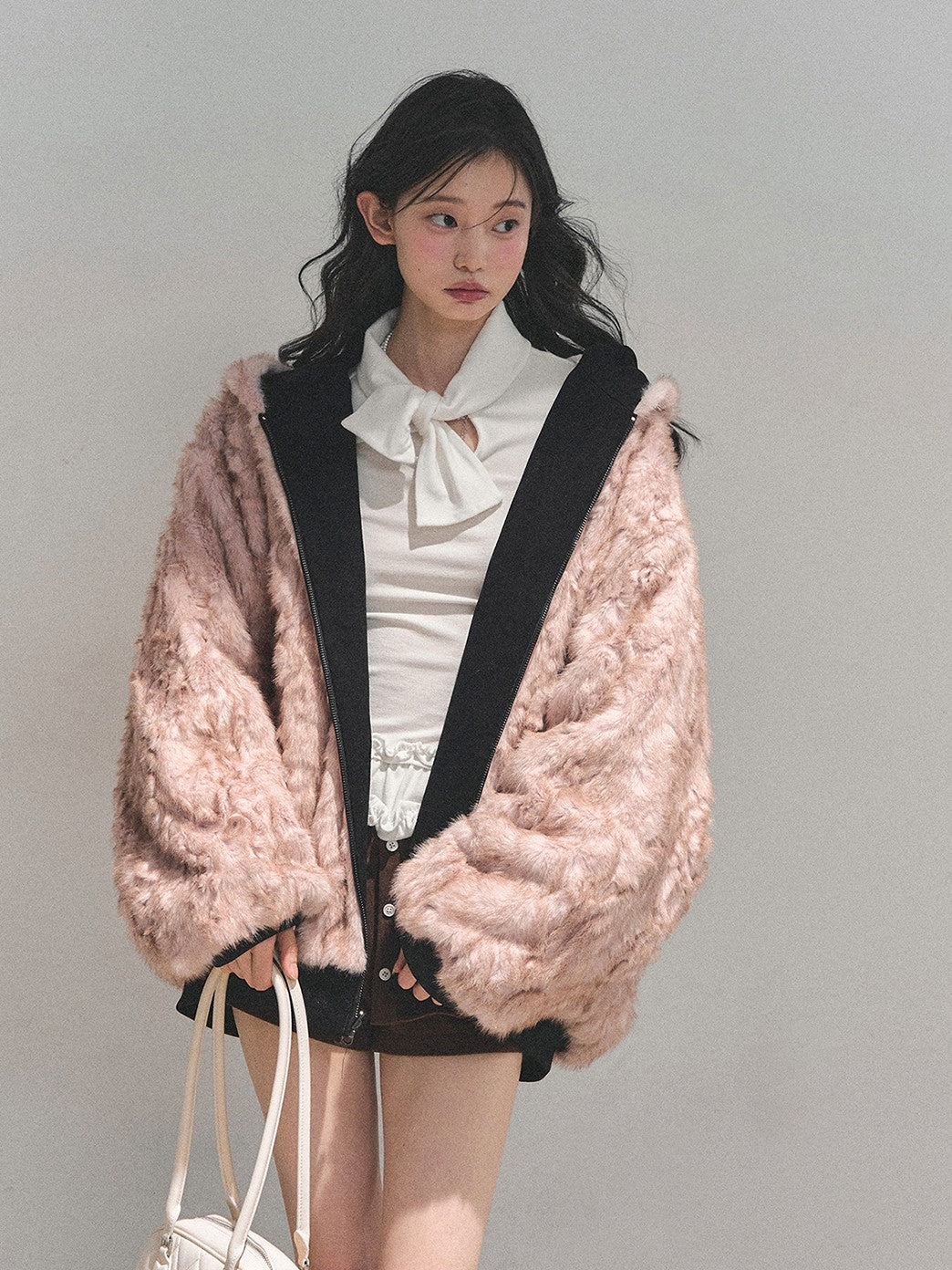 Reversible Hooded Fur Jacket DIA0725
