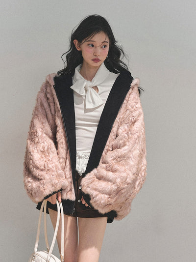 Reversible Hooded Fur Jacket DIA0725