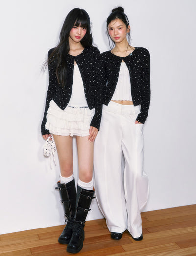 Black Polka Dot Thin Cardigan WEE0049
