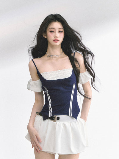 Fake Two-piece Suspender Shirt DIA0502