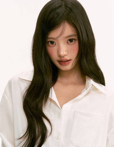 White Long-Sleeved Shirt Dress WEE0132