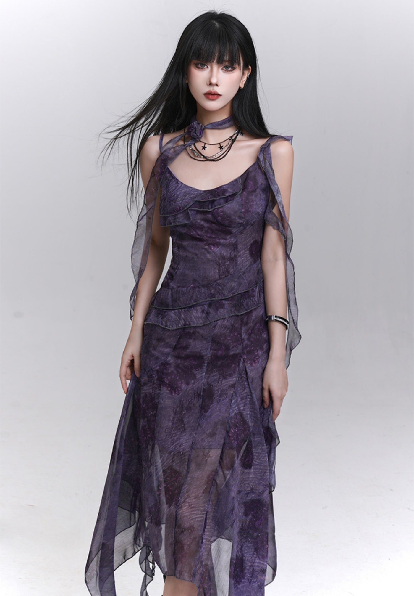 Purple Strap Suspender Dress LAD0220