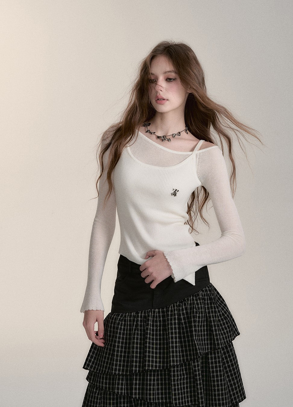 Slim Fit Design Wool Irregular One-shoulder Sweater VIA0189