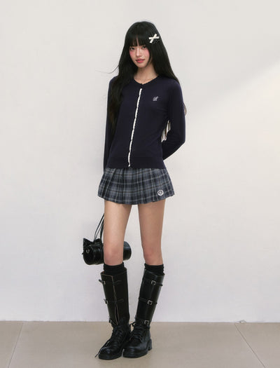 Contrast Color Knitted Cardigan WEE0044