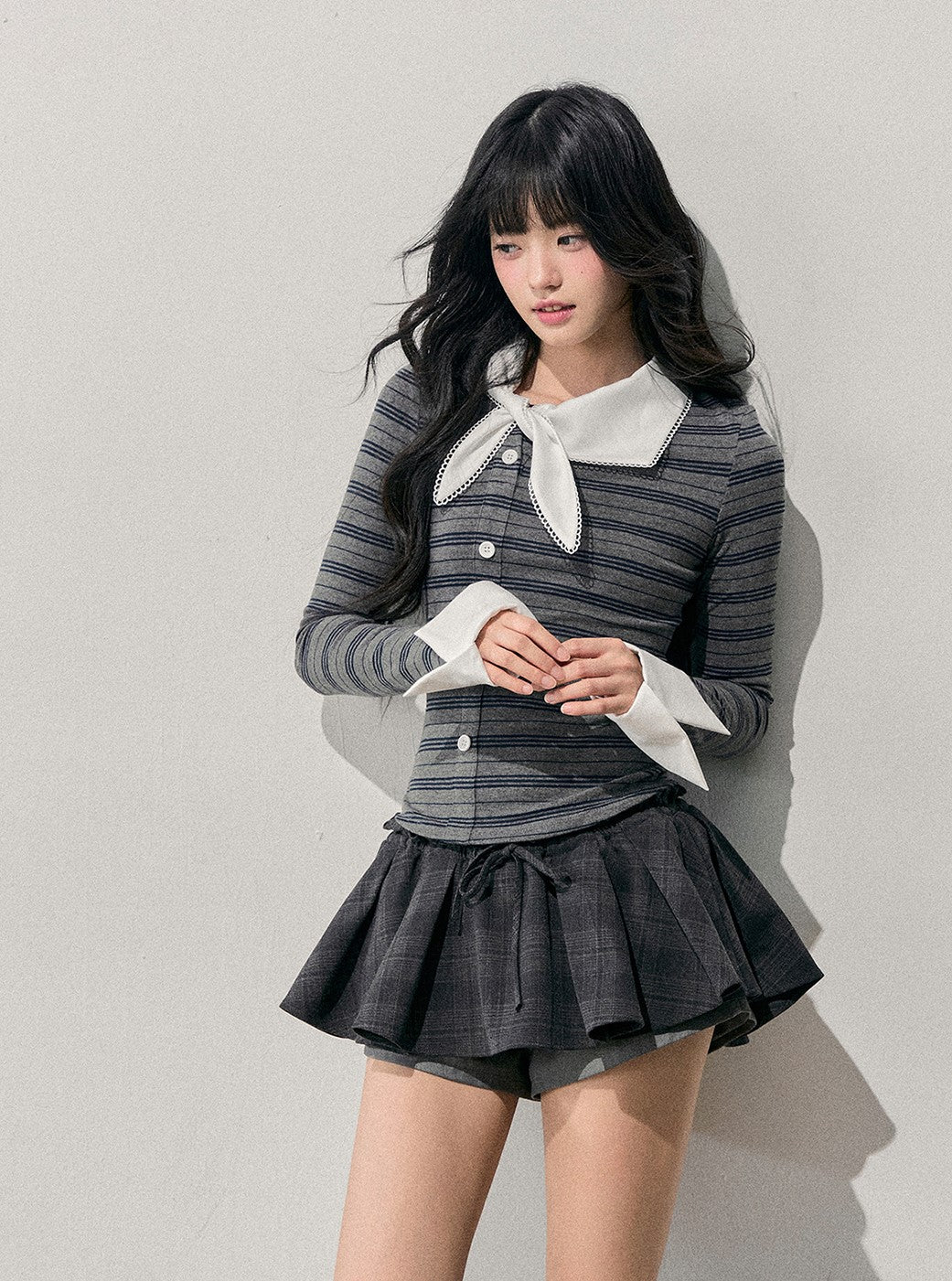 Faux Two-Piece Striped T-Shirt DIA0708