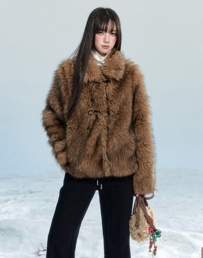 Eco-friendly Fur Horn Buttons Coat FRA0484