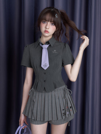 Buttoned Pleated Skirt Pants SAG0280