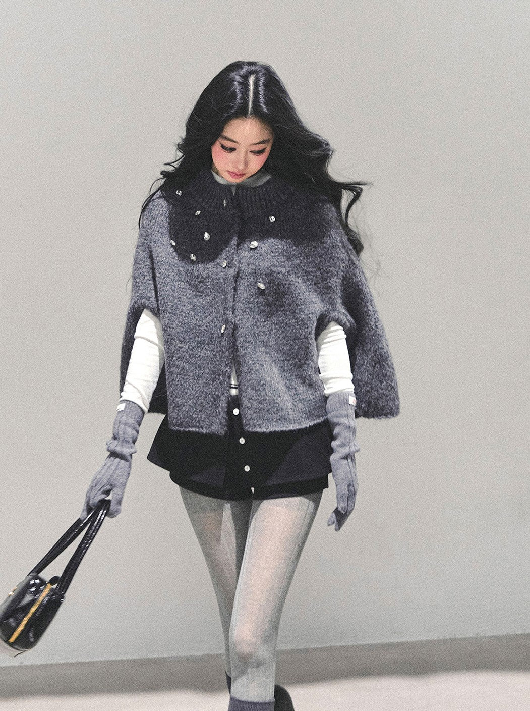 French-style Knitted Cape Cardigan DIA0689