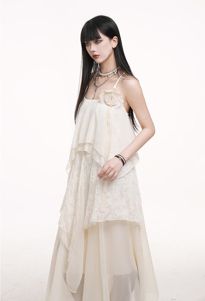 White Lace Suspender Dress LAD0178