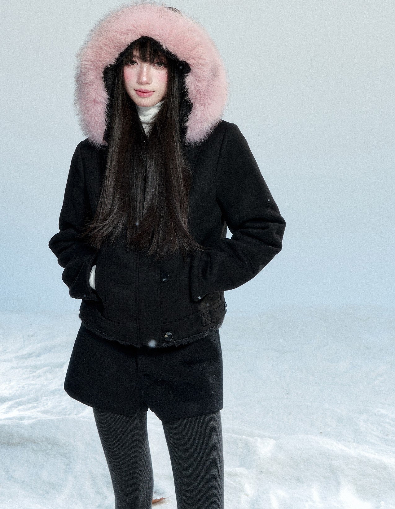 Fur Collar Suede Short Jacket FRA0464