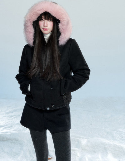 Fur Collar Suede Short Jacket FRA0464