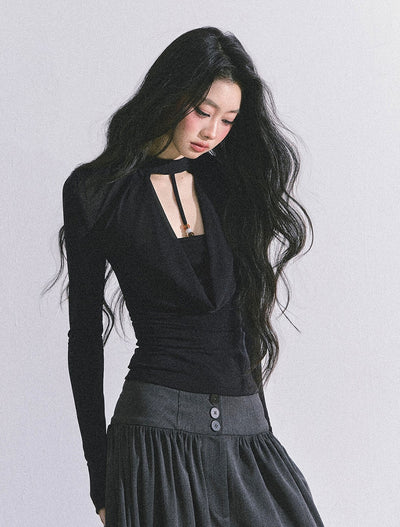 Fake Two-piece V-neck T-shirt DIA0596