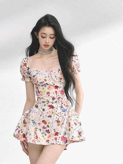 Lace Floral Slim Short Dress DIA0513