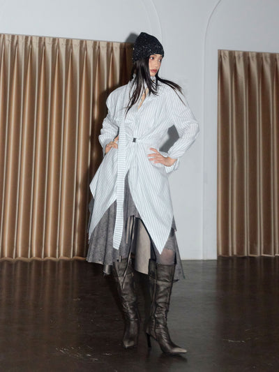 Deconstructed Striped Cotton Shirt JNY0277