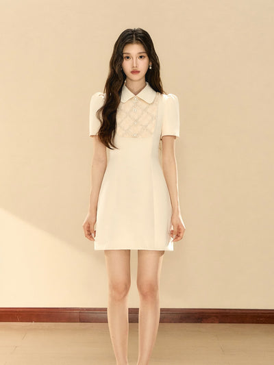 Lace Puff Sleeve A-line Dress OSH0132