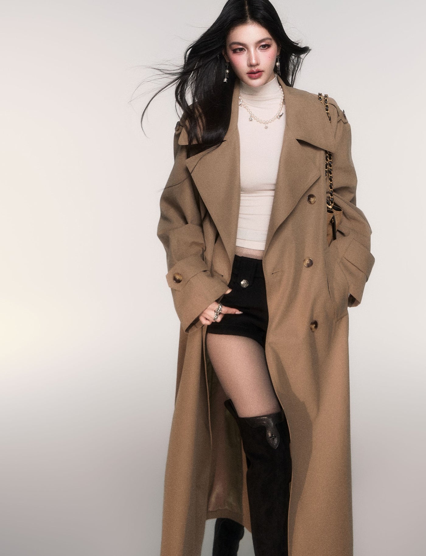 Classic Oversized Double-Breasted Trench Coat LUL0205