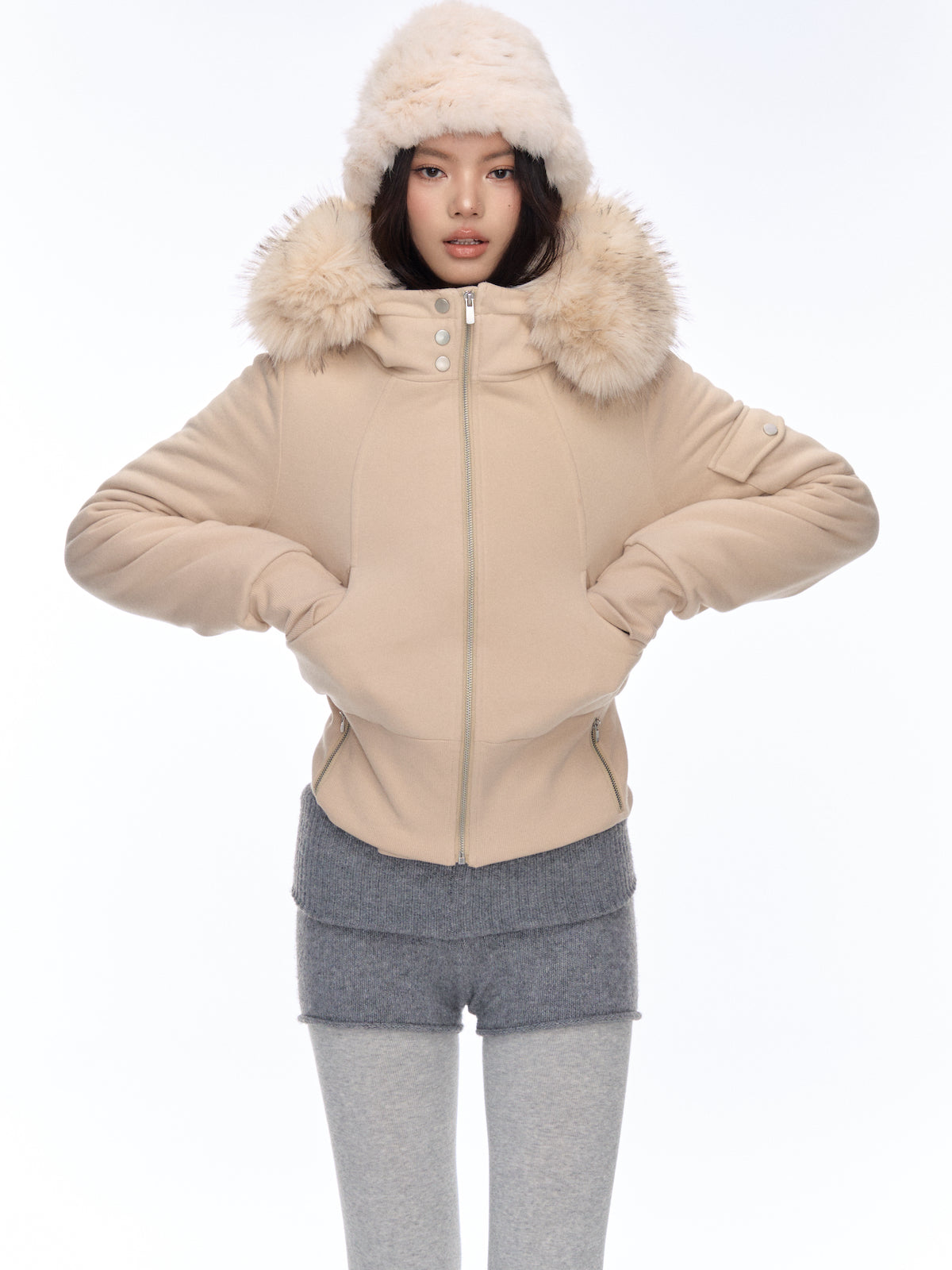 Slim Plush Lining Hooded Thickened Sweatshirt Jacket CUR0181