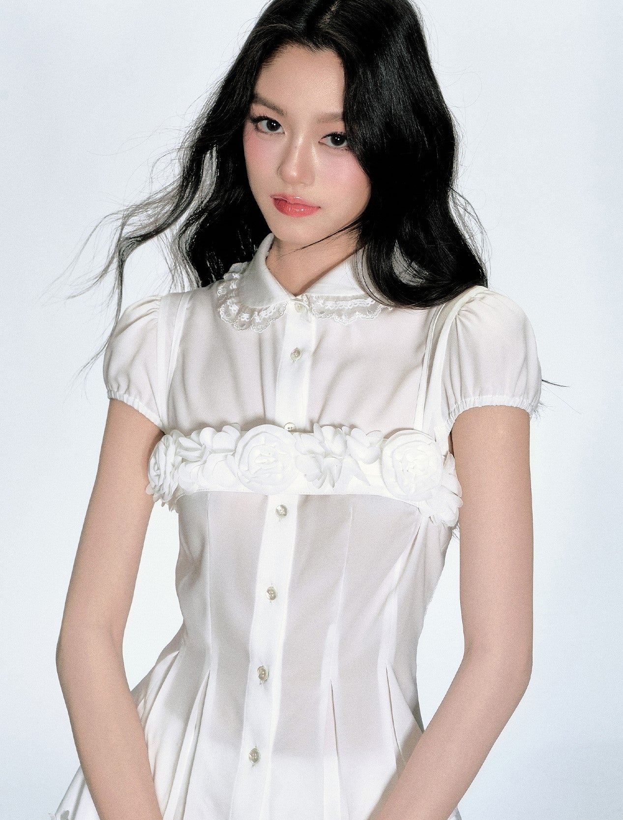 Layered Shirt/Flower Tube Top/Skirt FRA0351