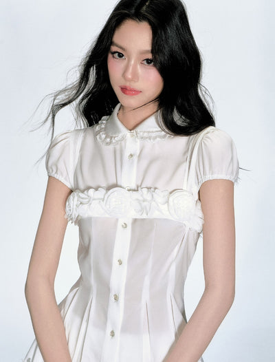 Layered Shirt/Flower Tube Top/Skirt FRA0351