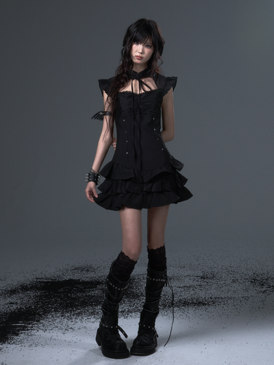 Small Flying Sleeve Puffy Cake Dress FRU0107