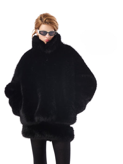 Leather Buckle Eco-Friendly Fur Coat AOA0021