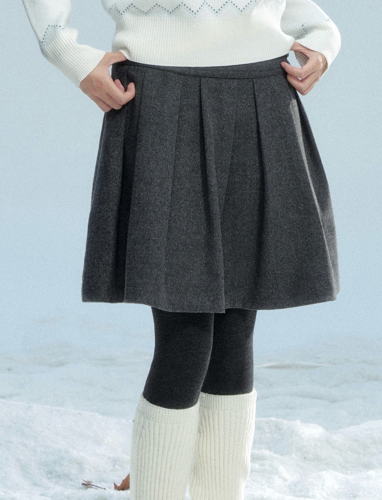 Retro Woolen Midi Pleated Skirt FRA0466