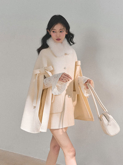 Snow Country Double-faced Wool Cape DIA0742