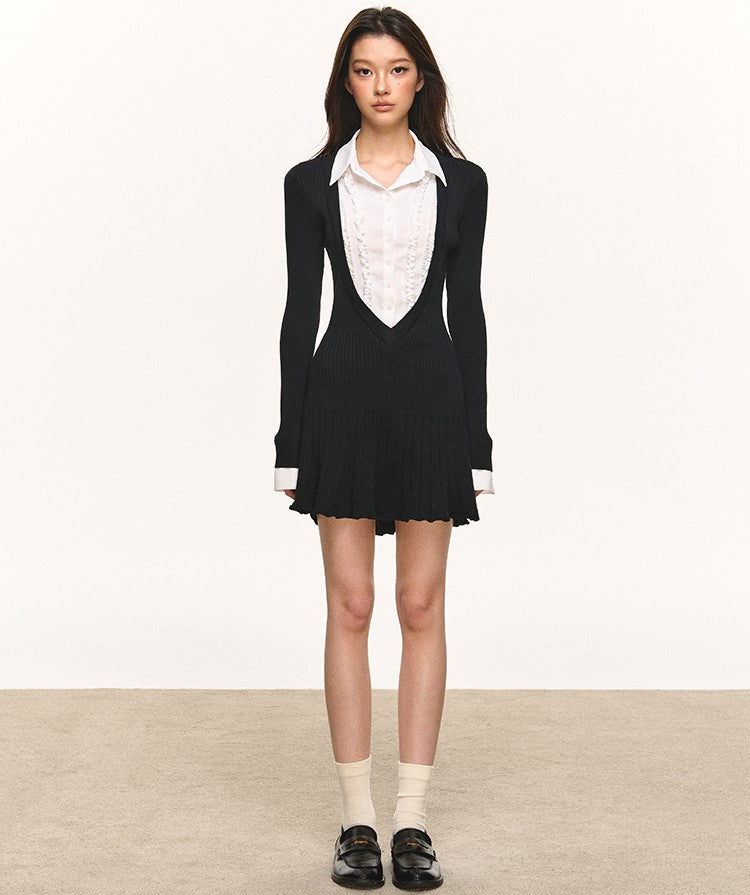 Polo Neck Slim Waist Base Dress ANA0115