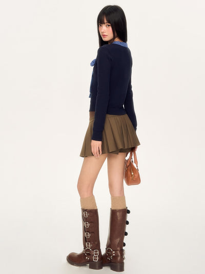 Coffee Brown Pleated Skirt WEE0032