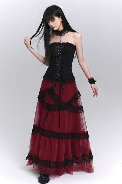 Red Tulle Long Skirt LAD0211