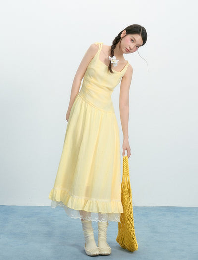 Square Collar Irregular Sling Dress NTO0222