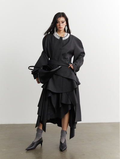 Ruffled Silhouette Suit Jacket JNY0259